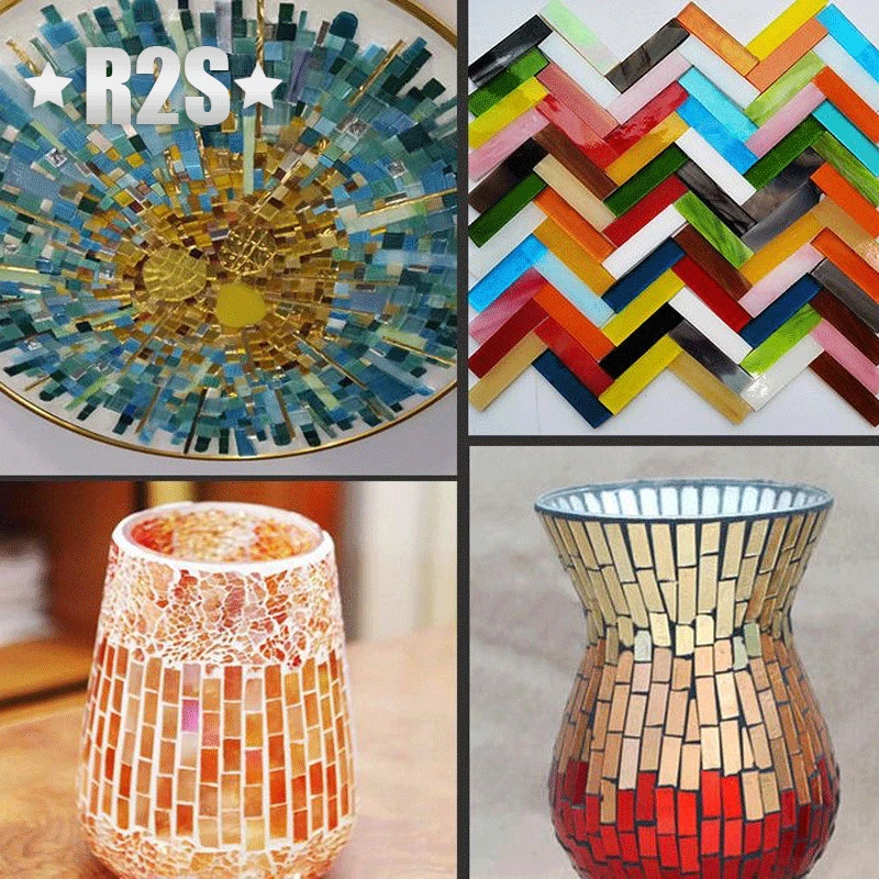 100g Clear Glass Mosaic Tiles Multi Color Mosaic Piece DIY Mosaic Making Stones for Craft Hobby Arts Home Wall Decoration arte