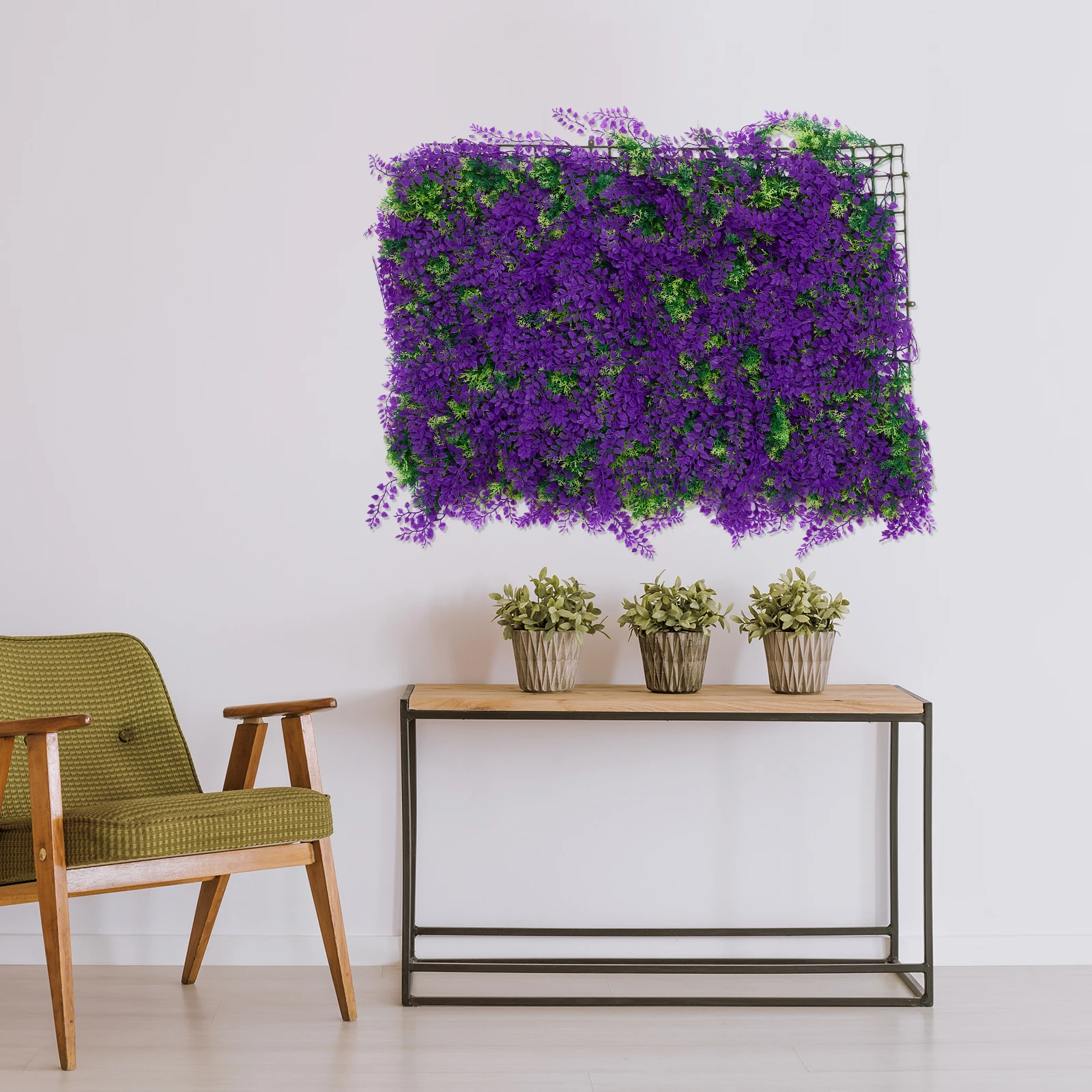 

Artificial Plant Wall Panel Greenery Lawn Grass Backyard Purple Faux Hedge Panel Indoor Outdoor Wedding Party Shop Office