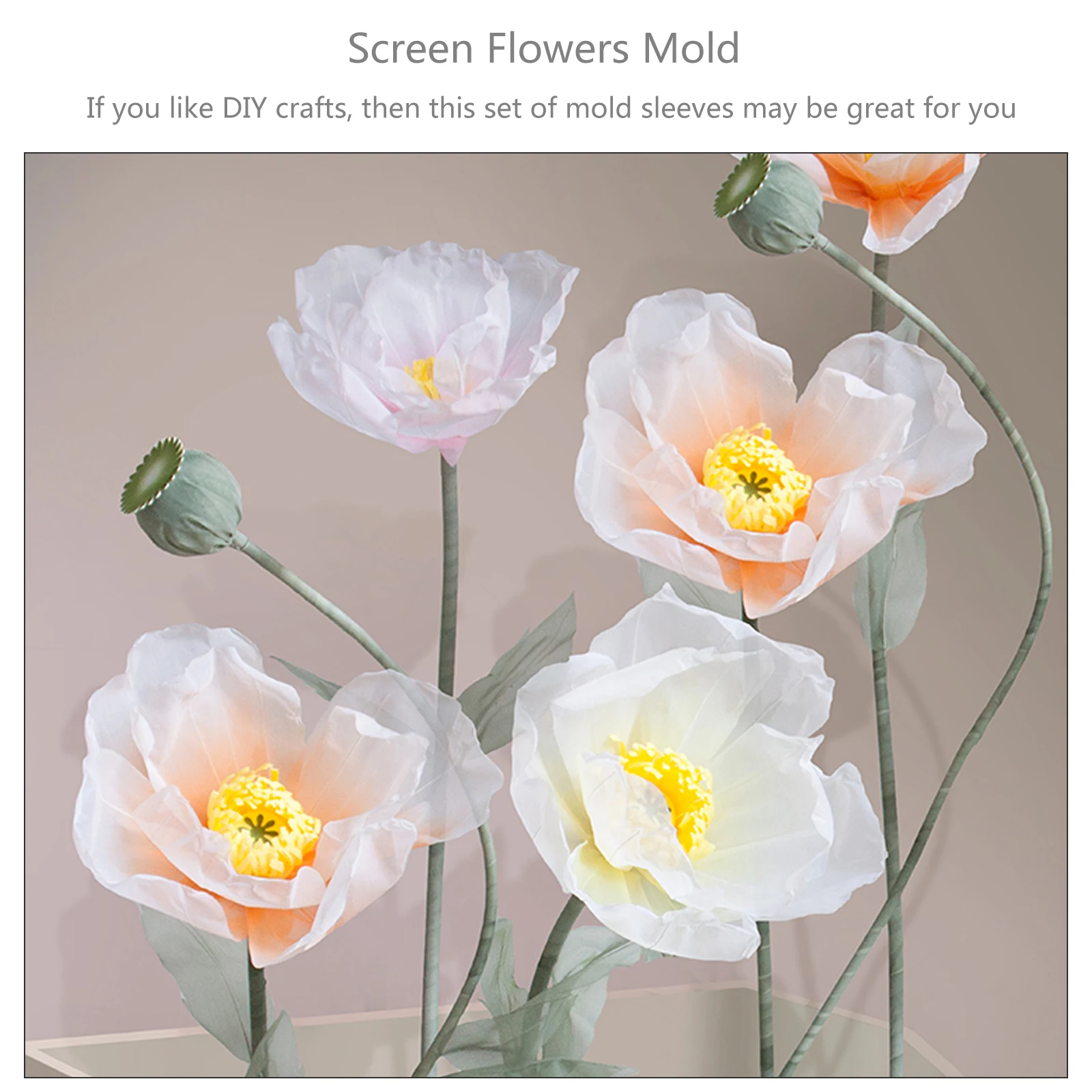 

16 Pcs Wire Mesh Flower Tool Set Artificial Making Clay Press Mold Plastic Pipe Blooming Shaped Molds White Cookie