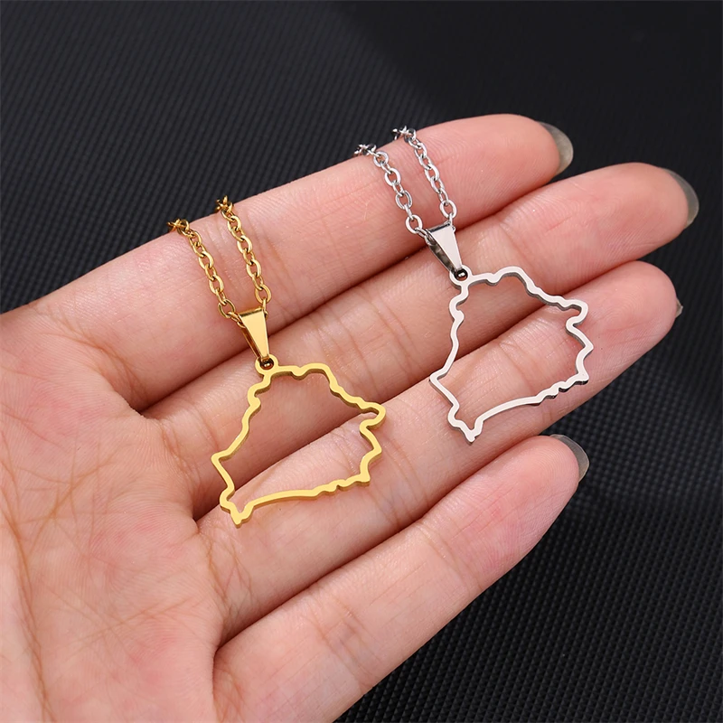 Belarus Map Pendant Necklace for Men & Women Titanium Steel Gold Silver Color Choker Belarus Outline City Name Jewelry Gifts