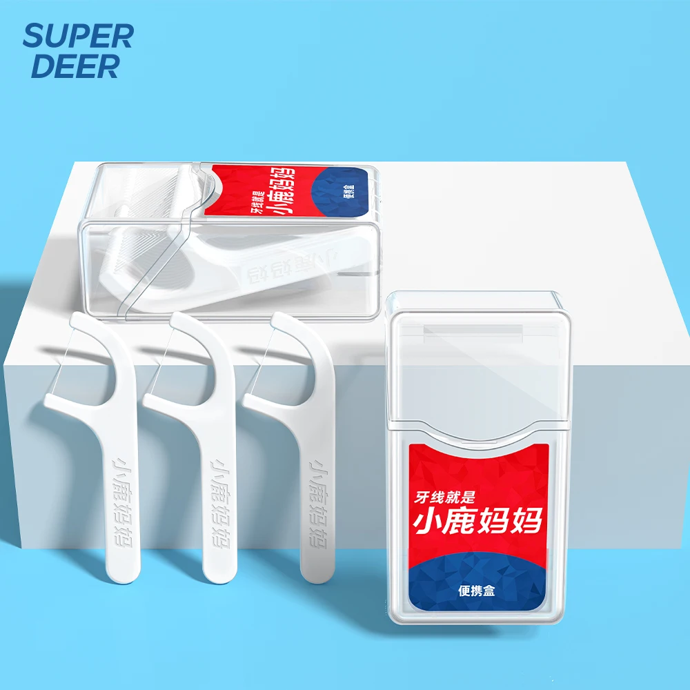 100-500Pcs Disposable Dental Floss Picks Anti-Slip Handle Break Resist Floss Portable Travel Case Gentle Gum Deep Oral Cleaning