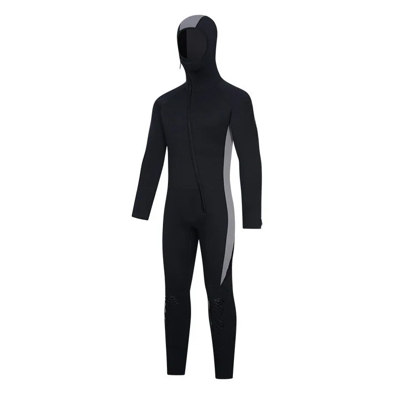 

Men's one-piece hooded wetsuit with front zipper, thickened warm surfing and cold-proof swimsuit