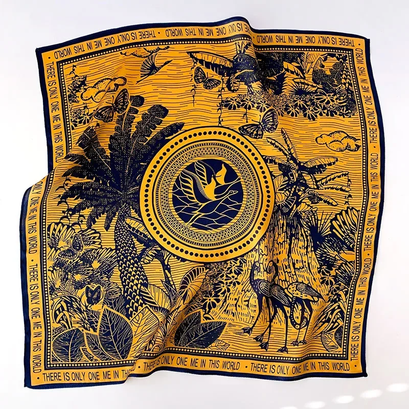 2024 Fashion 100% Silk scarf Satin Hair For Women Handkerchief Printed Bag Scarfs Female Square Head Bandana Neck Scarves Ladies