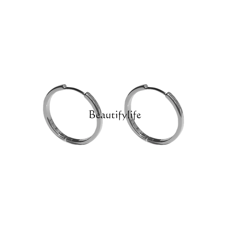 

French circle earrings niche design plain circle women's high-end earrings