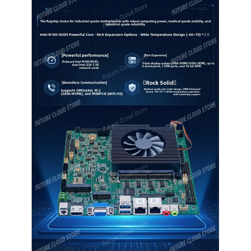 High Quality Power N100 N305 Mini FRO ITX Industrial Control Motherboard NAS Host Storage Server Industrial Computer Mainboar view 6