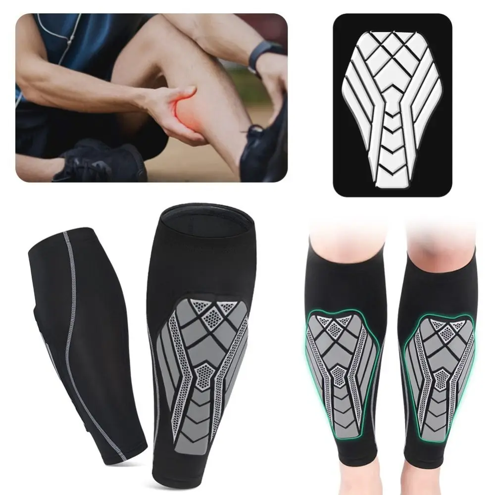 

Unisex Protective Calf Compression Sleeves with EVA Pad Leg Support Soccer Shin Guards Thickened Non-slip Shin Sleeves Running