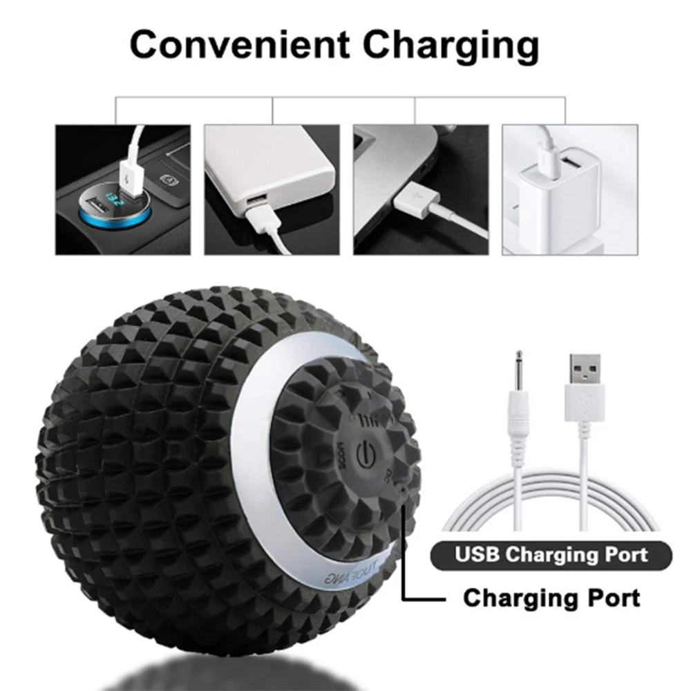 Newest Muscle Recovery 4 Levels Speed Massage Roller, Electric Washable Yoga Vibrating Massage Ball-