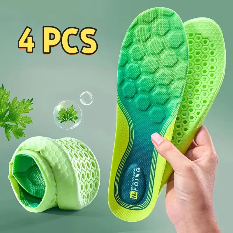 

4 PCS 4D Sports TPU Insole Autumn Soft Breathable High Elastic Shock-absorbing Latex Insole For Men And Women