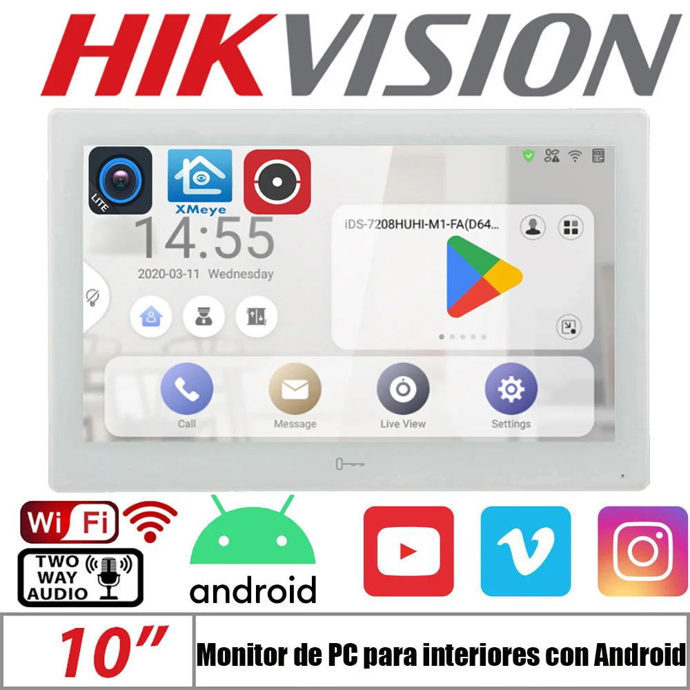 Versione internazionale hikvision originale Monitor da interno DS-KH9510-WTE1(B) da 10 pollici POE, app Hik-connect, WiFi, videocitofono