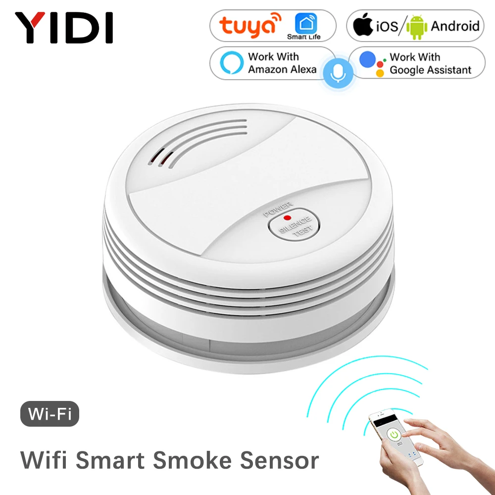 

Wifi Smart Smoke Detector Independent Voice Tuya Fire Alarm Smoke Sensor Home Security System Rookmelder Fire Protection Alexa