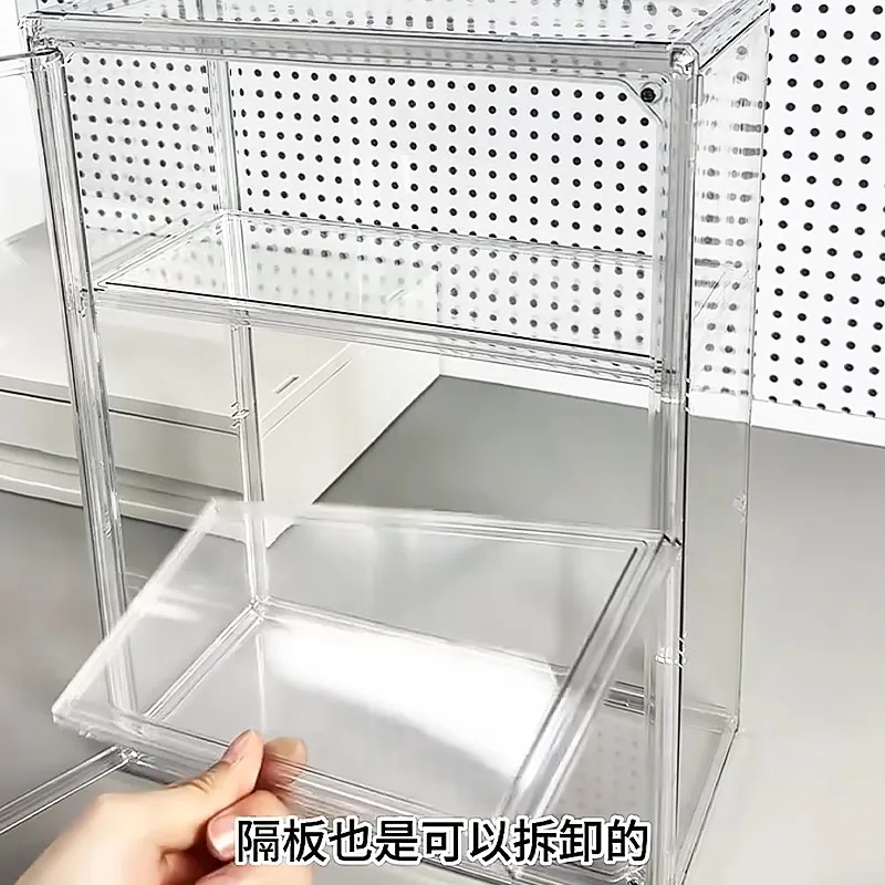 デスクトップ収納ボックス 化粧品仕上げボックス 小型痛みキャビネット 透明プラスチック 防塵キビ フィギュアアクリル 大