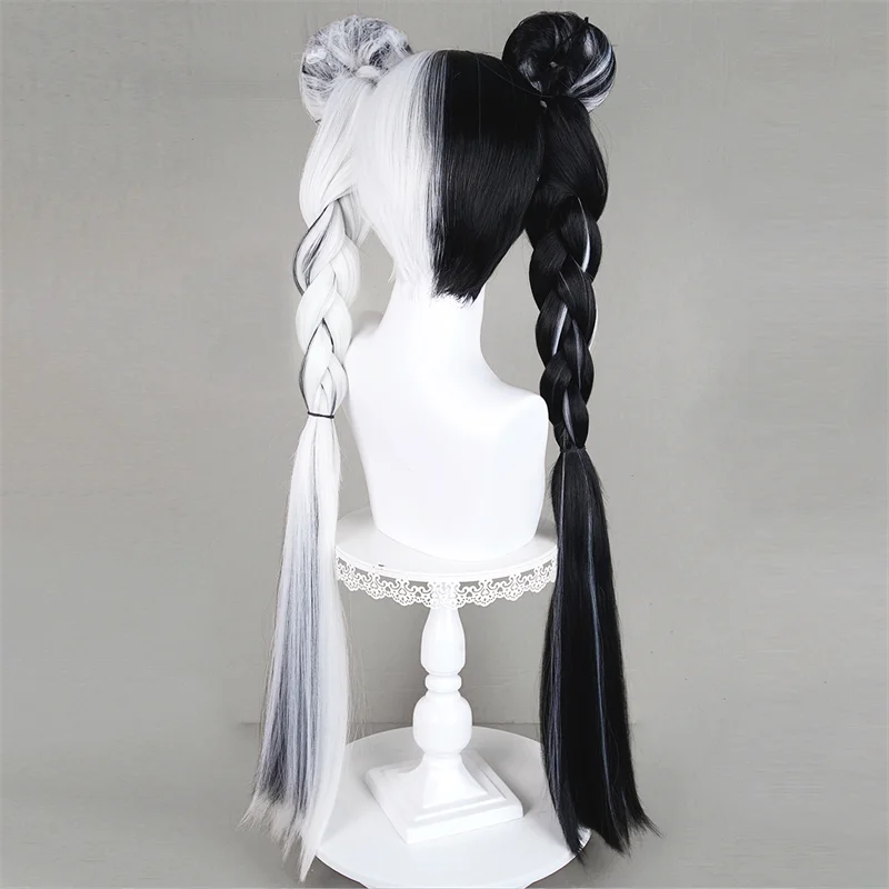 Jogo zenless zona zero dialyn adulto cosplay peruca longo preto branco trançado cabelo halloween feminino masculino alta resistente ao calor perucas prop