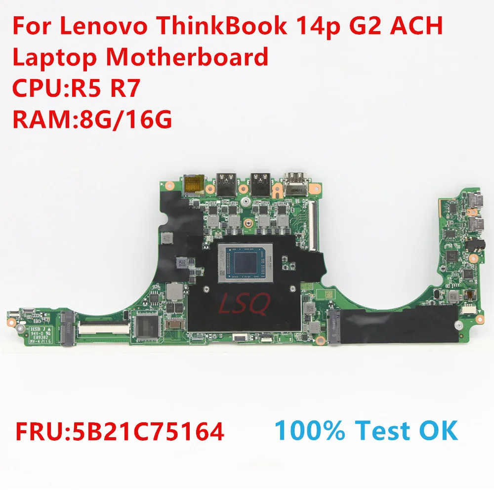 Lenovo ThinkBook 14p G2 ACH 노트북 마더보드, CPU 포함, R5 R7 FRU:5B21C75164 100% 테스트 OK