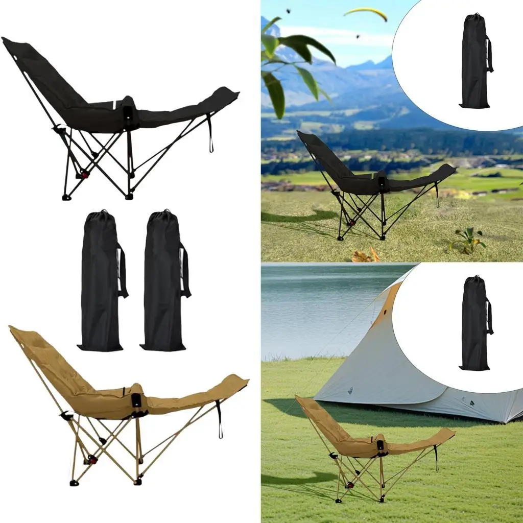 

Reclining Camping Chair 4 Gear Adjustable Lounger Foldable Portable Folding Chair for Park Picnic Traveling Outside Sunbathing
