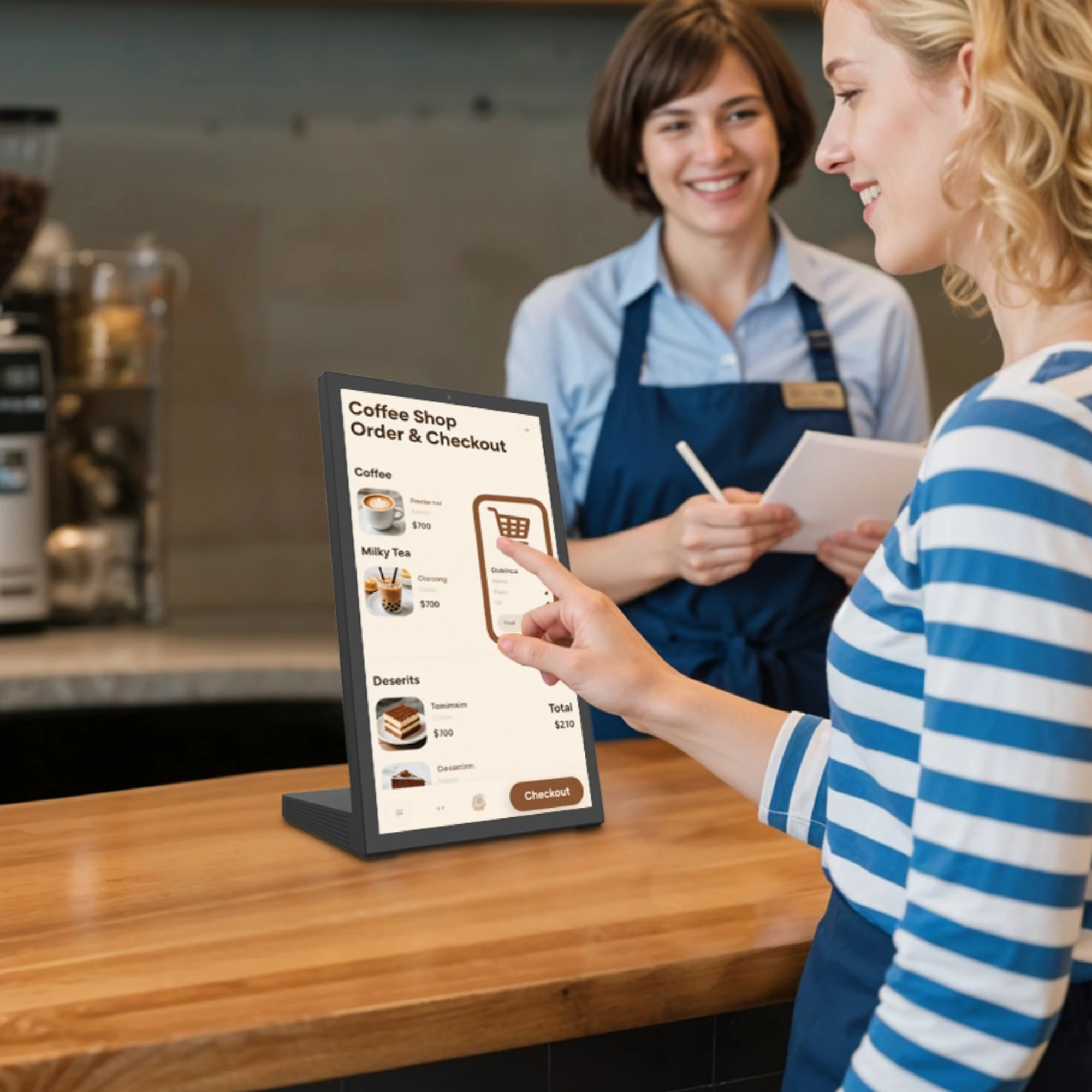 

15.6 Inch Android 15 Desktop Kiosk Touch Screen 4+64Gb NFC Poe Tablet for Digital Menu Boards in Restaurant Coffee Shops