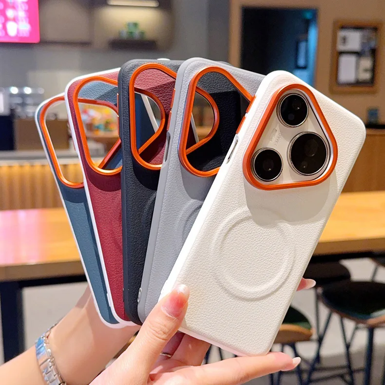 

Solid Color Leather Phone Case for Huawei Pura 70 80 Ultra/Pura 80 70 Pro+ with Support Magnetic Charging