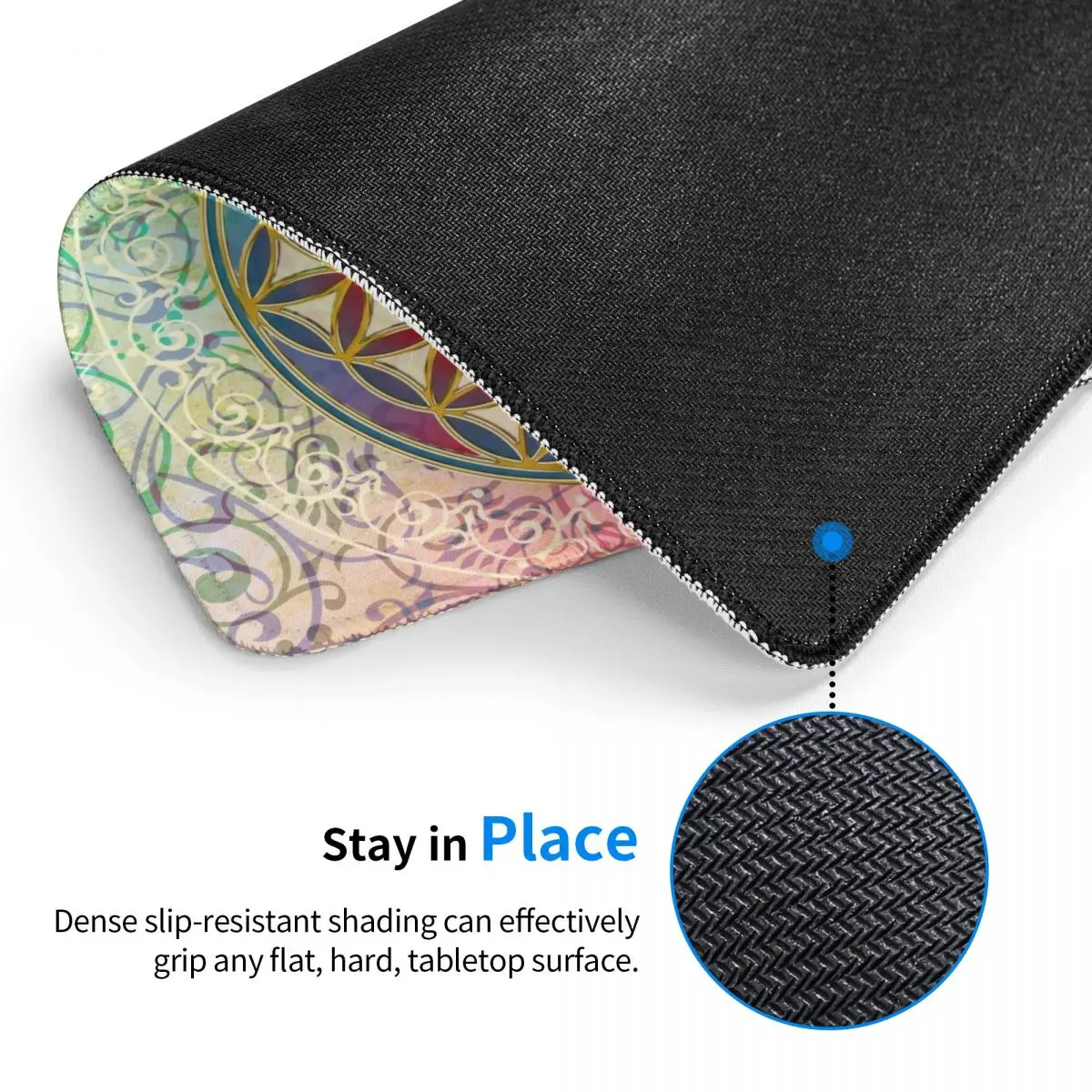 Flower Of Life Vintage Geometric Gaming Mouse Mat Anti-Slip Rubber Base Lockedge Mousepad Office Desktop Mandala Mouse Pad