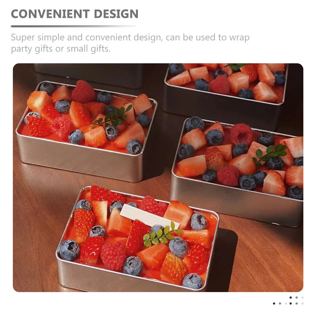 

2pcs Rectangular Cake Boxes Metal Baking Supplies Diy Dessert Cases For Tiramisu Mousse Cakes Cookie Packaging Storage Baking
