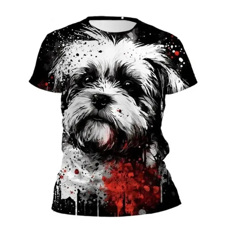 Summer Dog T-Shirts Animal 3D Printed Streetwear Men Women Fashion Oversized Short Sleeve O-Neck T Shirt Kids Tees Tops Clothing