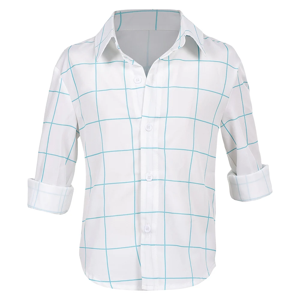 Jungen Dämonenjäger von KPop Jinu Cosplay Saja Jungen Weiß Kariertes Hemd Kinder Halloween Rollenspiel Kostüm Outfits Karneval Party Top