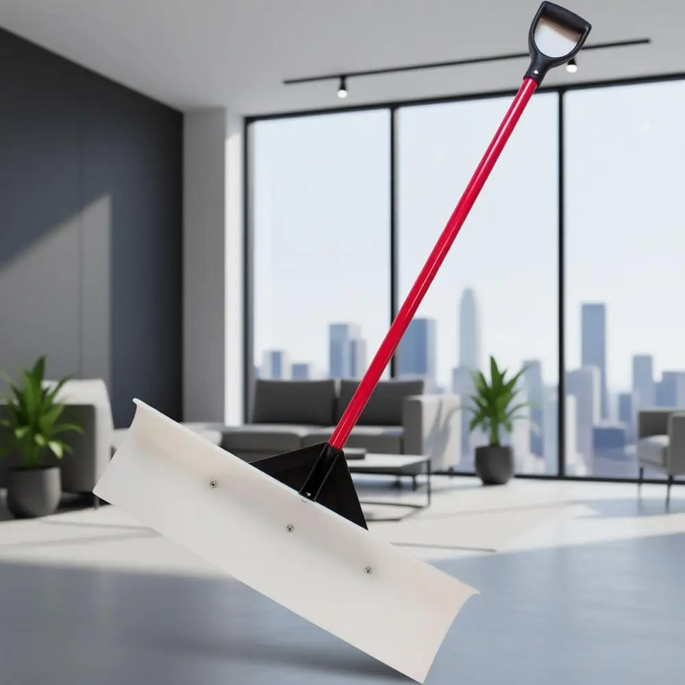 

American-Made Heavy Duty Snow Plow - 30 Wide Edge for Efficient Driveway & Sidewalk Clearing, Comfortable Fiberglass Handle