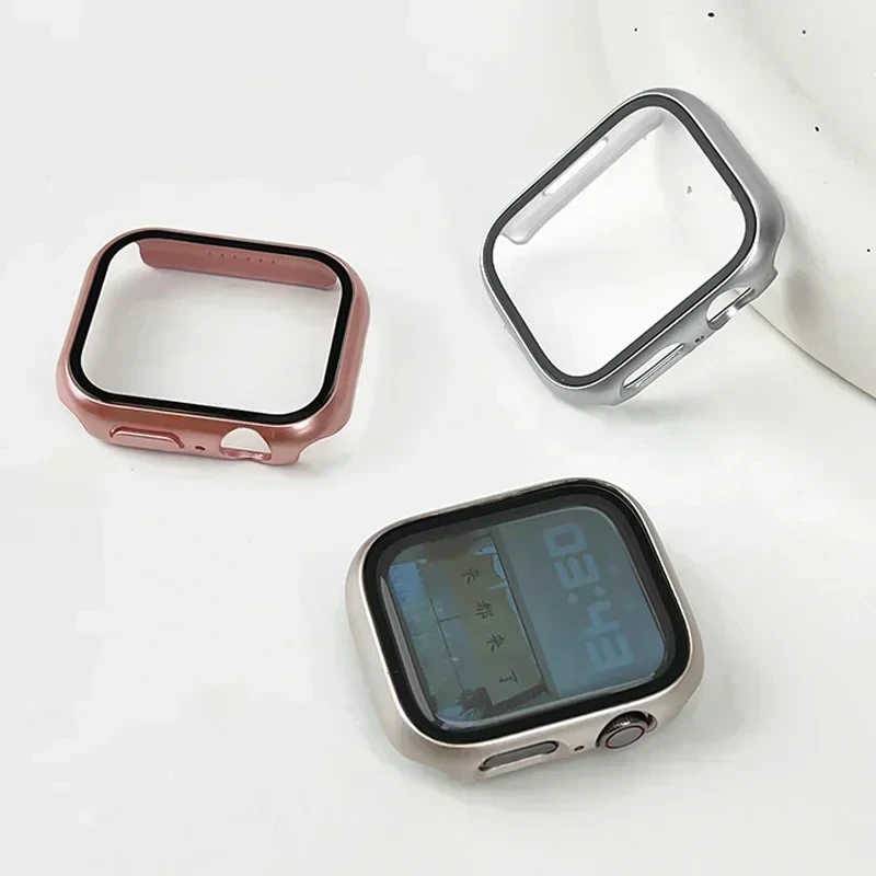 Cover per Apple Watch Case 10/9/8/7/6/5/SE 46mm 42mm 45mm 44mm 41 40 PC protezione schermo paraurti vetro temperato iWatch protettivo
