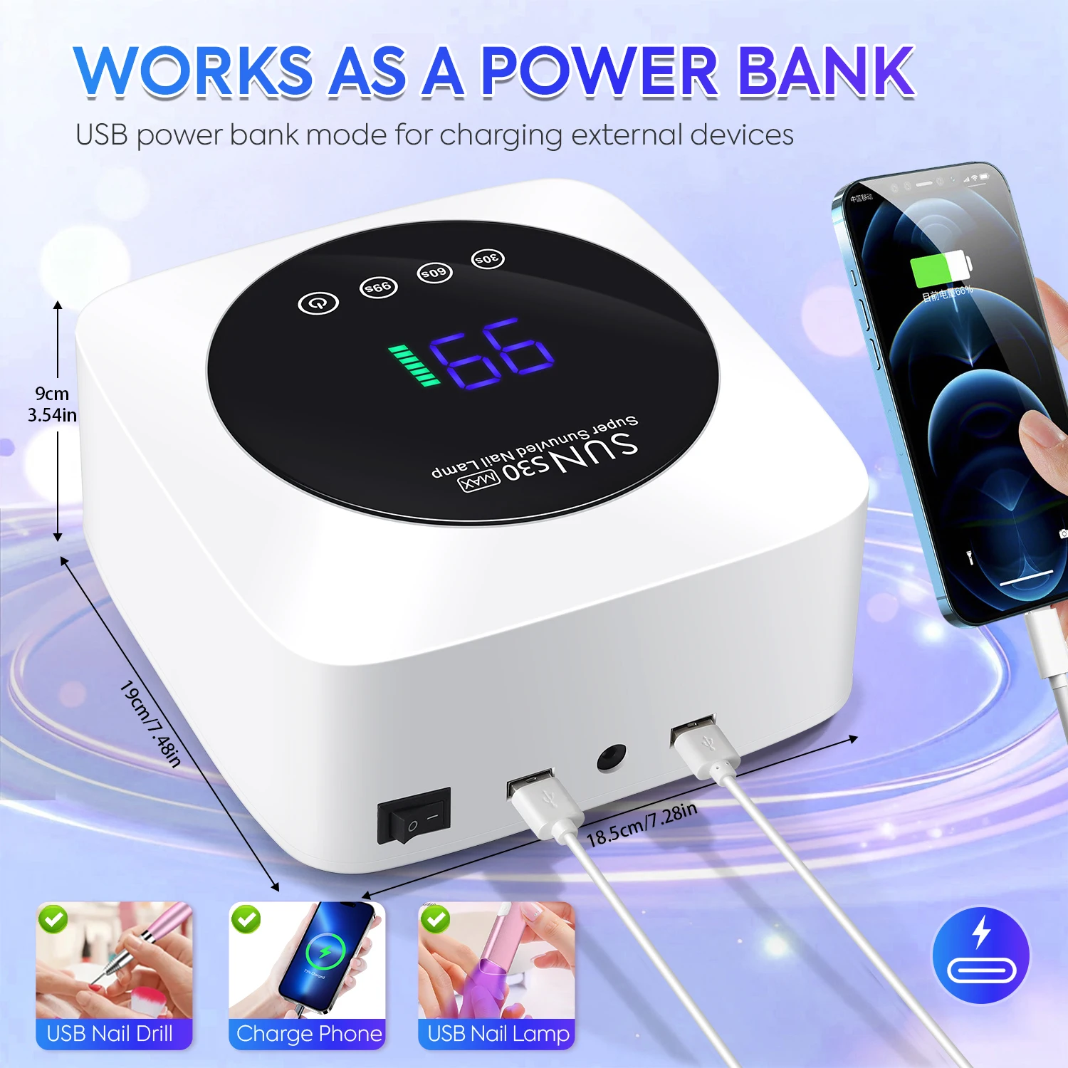 180 واط الأشعة فوق البنفسجية LED مسمار مصباح 57LED قابلة للشحن مجفف الأظافر لعلاج هلام البولندية آلة أظافر لاسلكية مع أداة صالون الاستشعار الذكية