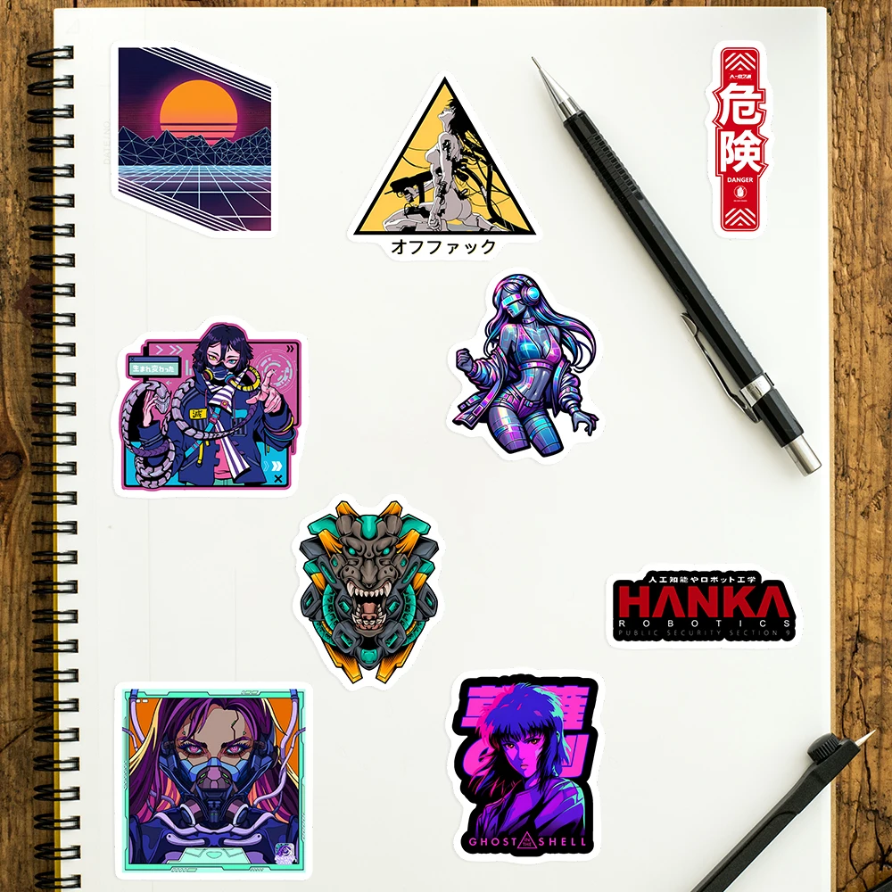 Cyberpunk 80s Sci-fi Anime Game Stickers Art Gift Decal for Laptop Phone Scrapbook Luggage Decorative Bottles Waterproof