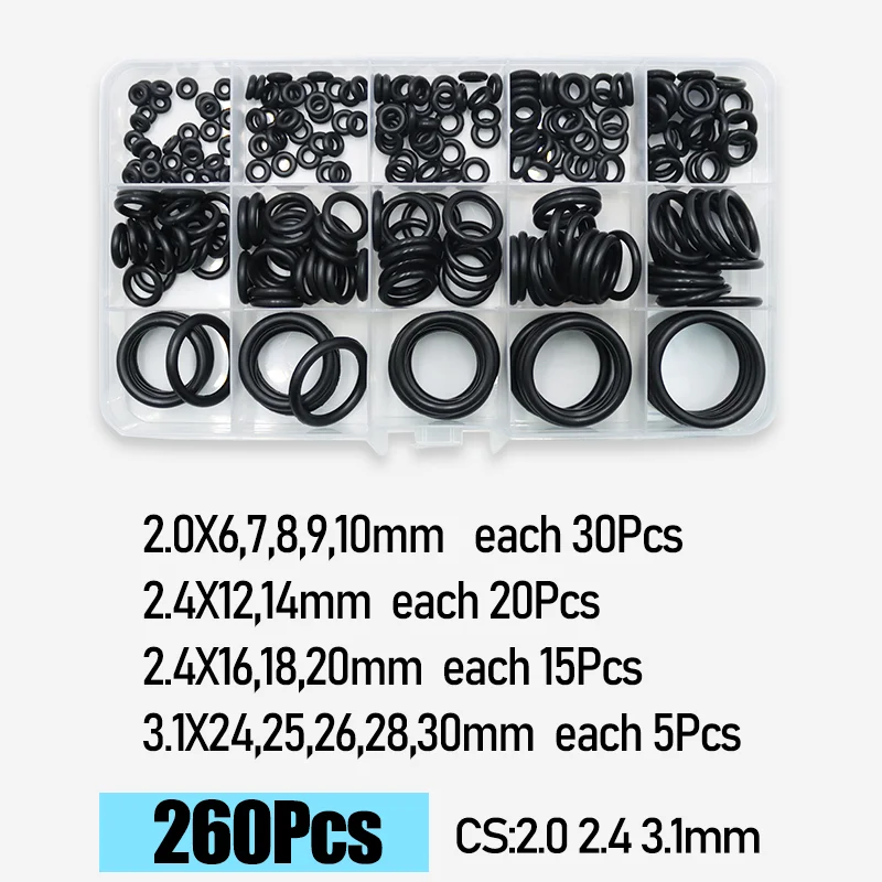 Cs 1,0-4,0mm gummi o ring hochwertige dichtung scheibe balck nbr o-ring Sanitär dichtung auto klimaanlage öl beständiger our kit – Detail 11