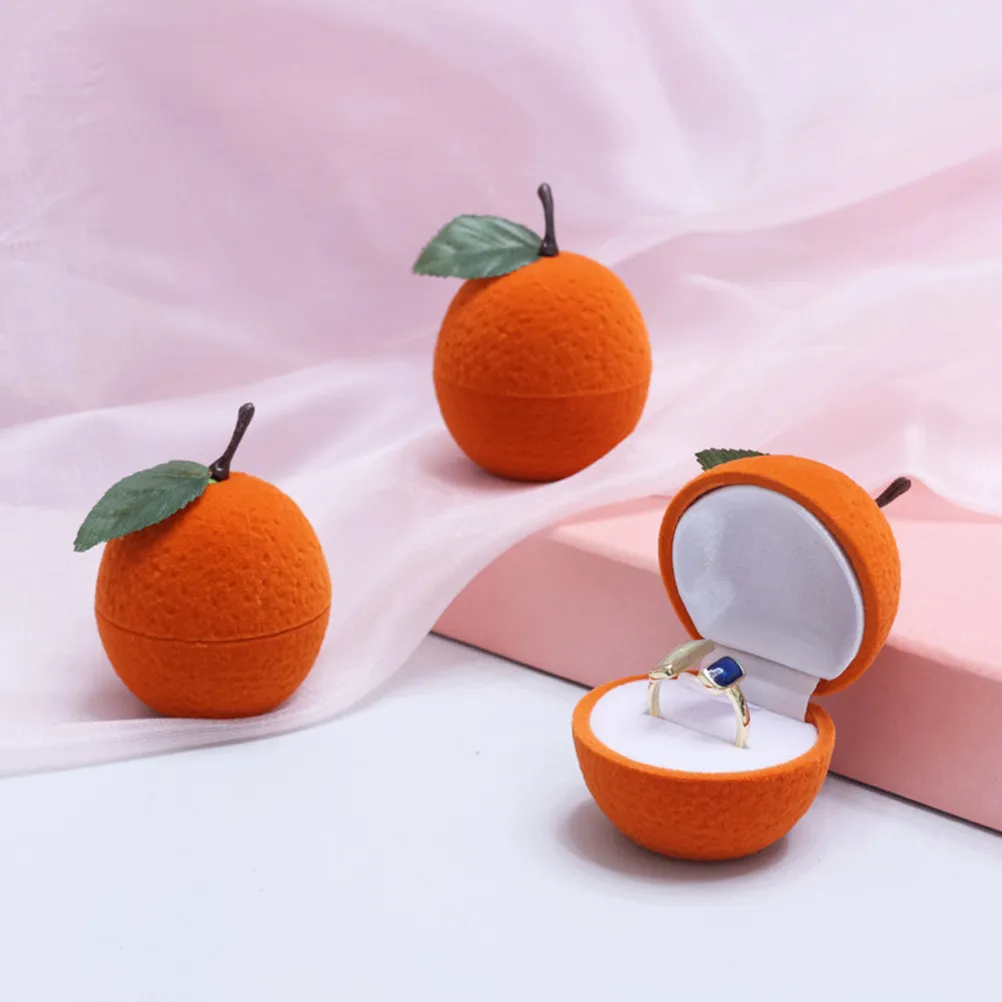 

Orange Shape Ring Box Small Jewelry Storage Case Wedding Engagement Proposal Display Holder Gift Box Engagement Ring Holder