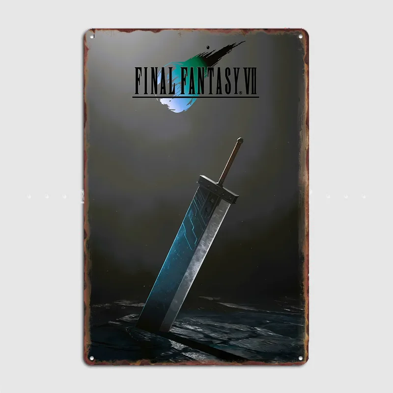 Final Fantasy VII Buster Sword Poster Metal Sign Custom Bedroom Room Decor Home Wall Decor Posters Indoor Wall Decoration
