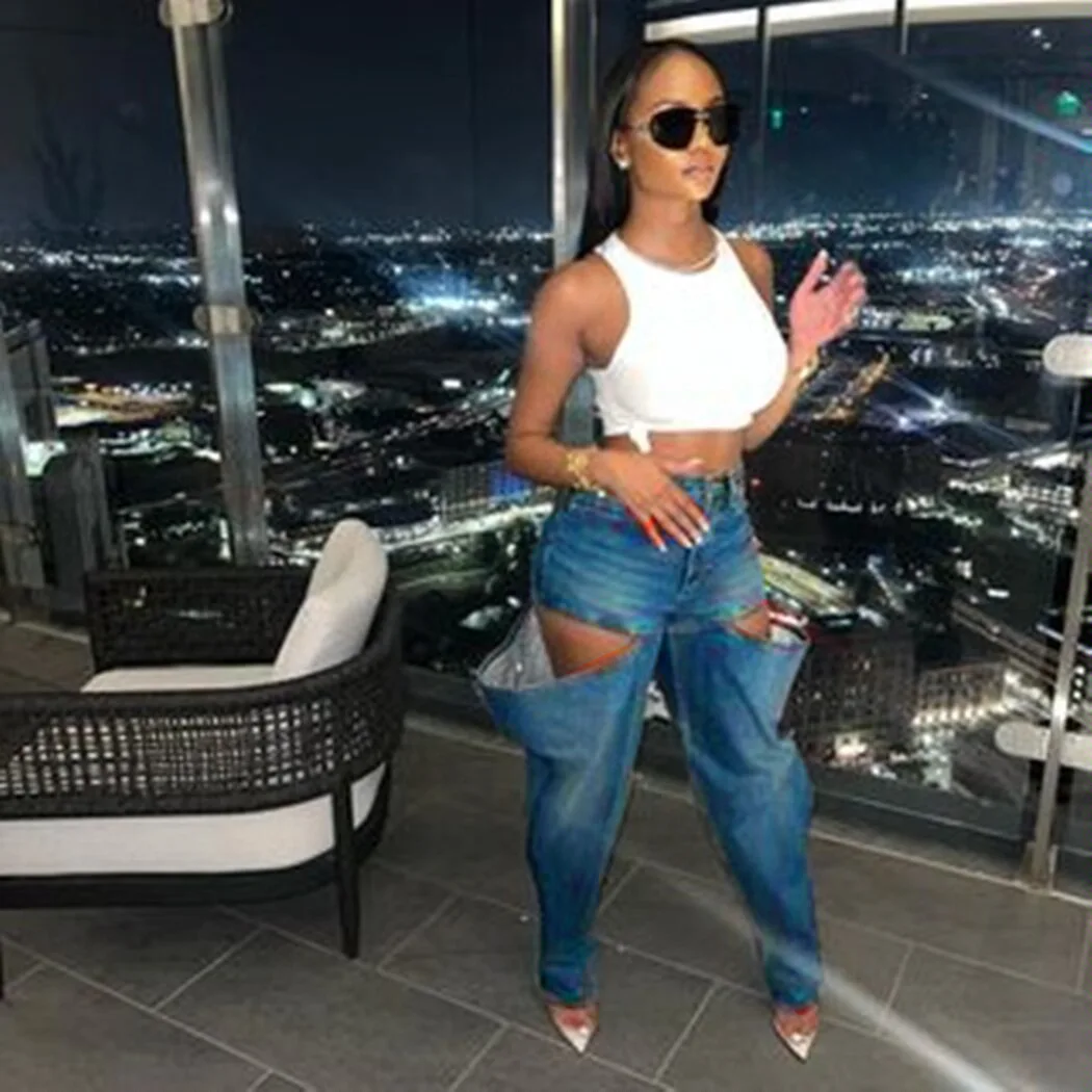 กางเกงยีนส์ขายาวสำหรับผู้หญิง, กางเกงยีนส์ยืดทรงหลวมสไตล์ยุโรปและอเมริกาสำหรับ2023