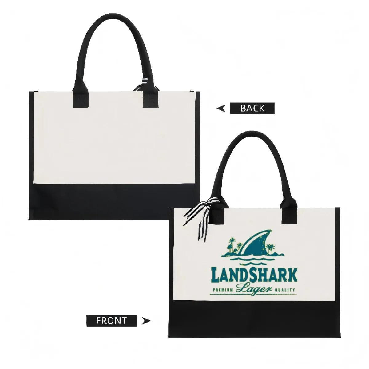 Landshark Logo 2026 وصول جديد موضة عملية واسعة قابلة لإعادة الاستخدام حمل حقيبة نمط طباعة 2 لهجة الثقيلة حقيبة كتف كبيرة