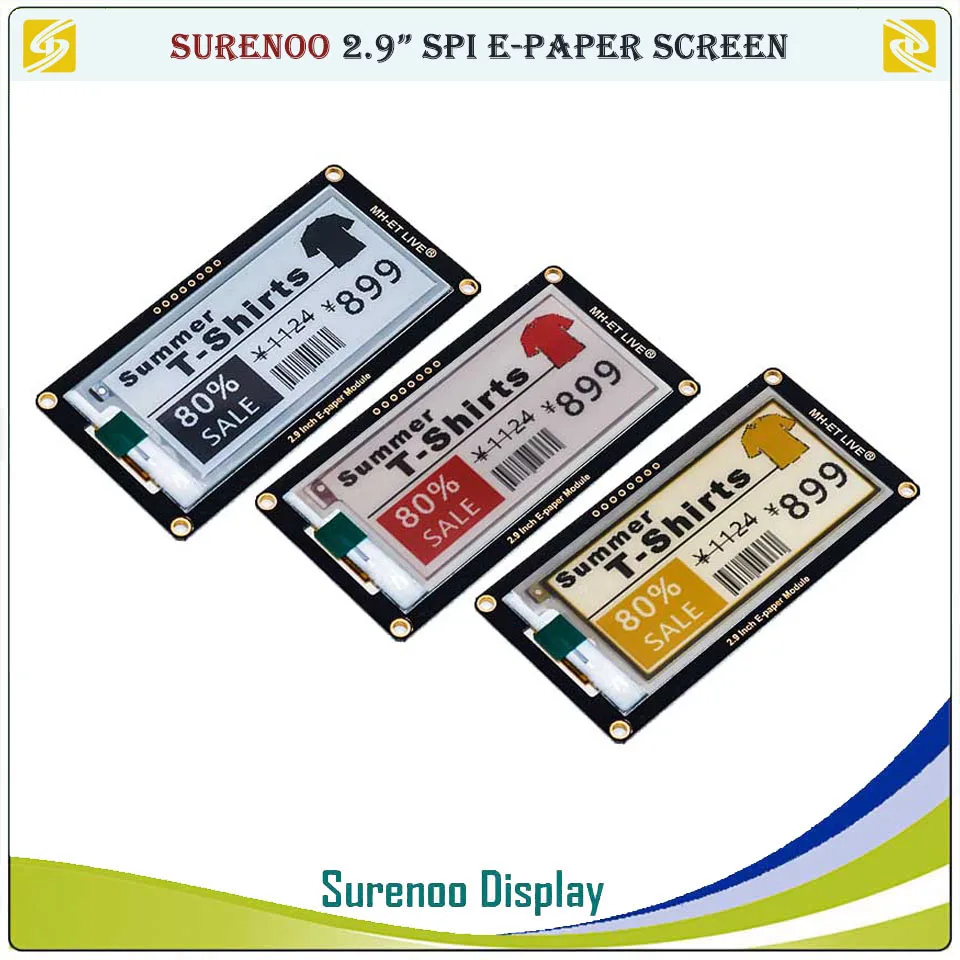 

2.9" 128*296 SSD1980Z E-Paper electronic ePaper E-Ink eInk Display Screen SPI Support STM32 Raspberry Pi ESP32 for Arduino