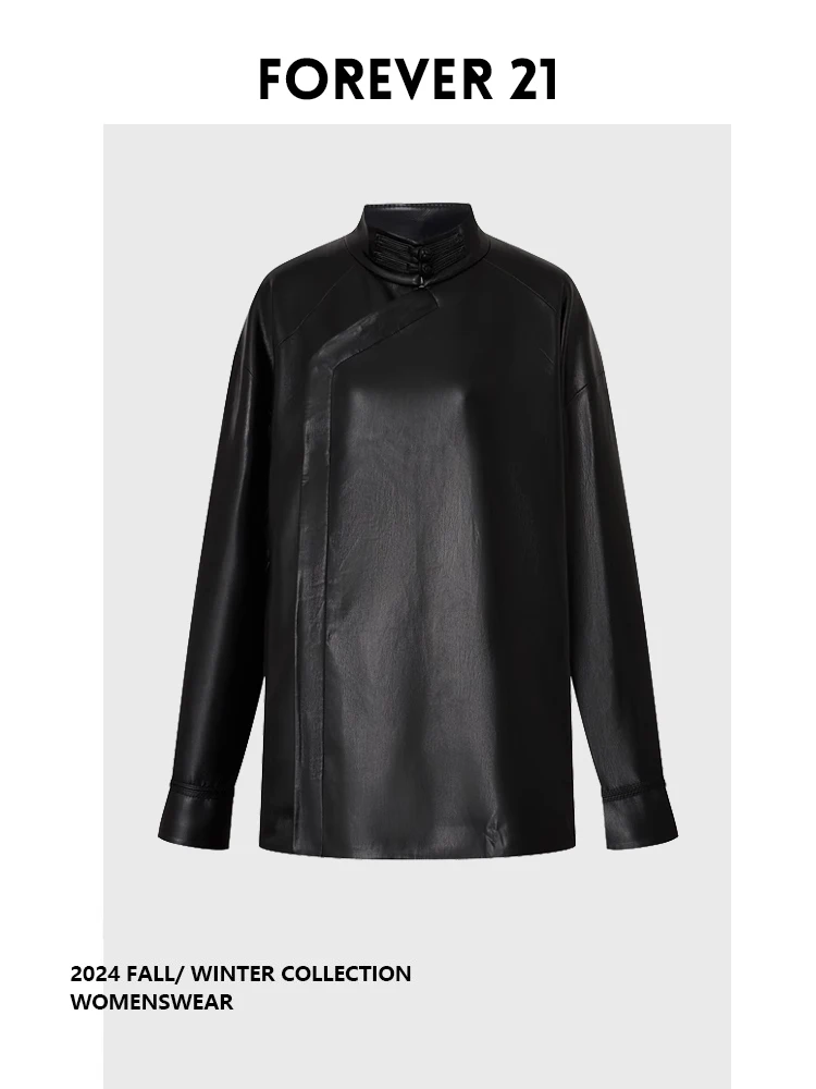 

Forever 2 Spring 2026 New Chinese Sle Bla Simple Versatile Long Sve Women's Jaet Turn-down Sve Commute Regular Size