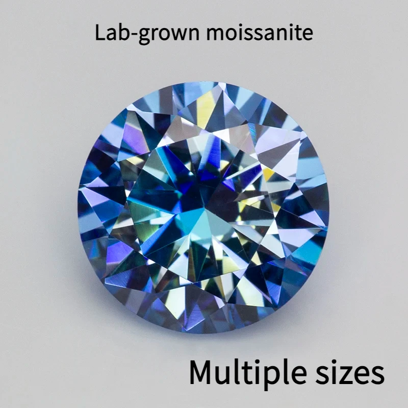 

2025 New Klein Blue Round Cut Moissanite Diamond 0.5-5.0 Carat GRA Certificate for Jewelry Making