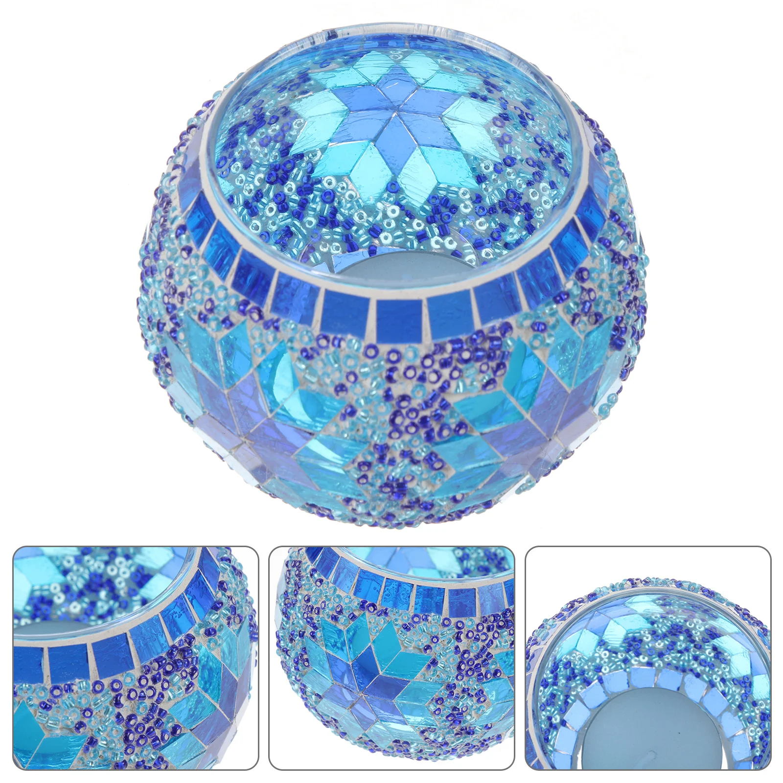 1개 원형 유리컵 수제 아티산 캔들홀더 클래식 디자인 컬러풀한 조각 장식 테이블탑 홈 호텔 몰용