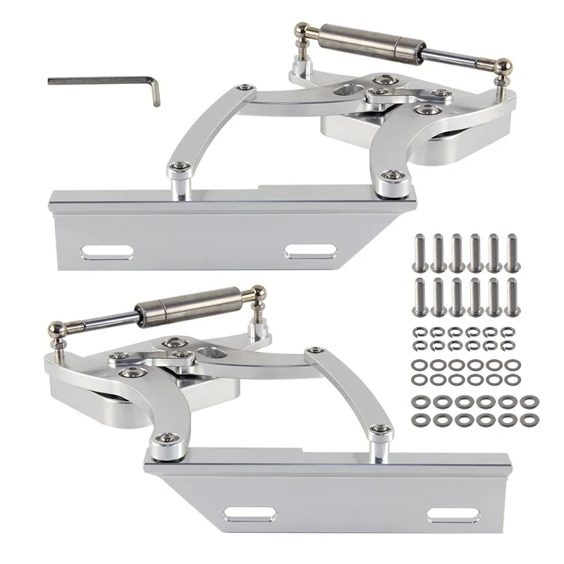 Left and Right Side Billet Hood Hinge Kit Pair For Ford Mustang 1967-1969 Silver CNC Aluminum 3.3L 4.1L 4.7L 5.0L 5.8L 6.4L 7.0L