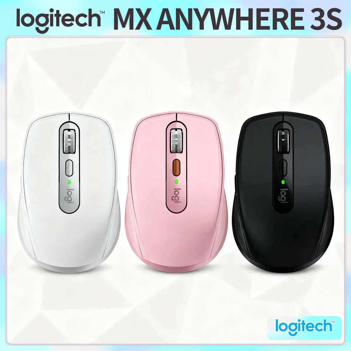 

Logitech MX Anywhere 3S Wireless Mouse 8000 DPI Silent Click Ergonomic Rechargeable for Laptop Mac PC Office Gaming Travel