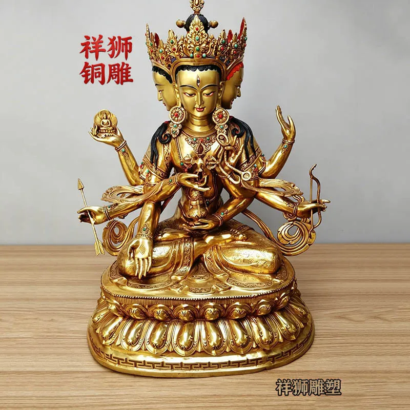 HT Large Tibetan style all copper gold-plated Zunsheng Buddha Mother Buddha statue ornament, 1-meter Buddha statue custom design