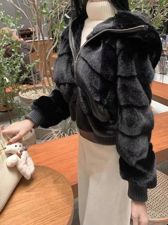 

Экологичное меховое пальто Ele в стиле ретро для женщин, модная верхняя одежда, высококачественная коллекция зимы 2025 года, неудобная