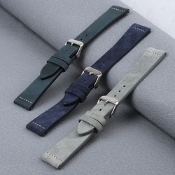 Crazy Horse Leather Watchbands Quick Release Watch Band 19mm 20mm 21mm 22mm Brown Gray Blue Smartwatch Strap Watches Accessories
