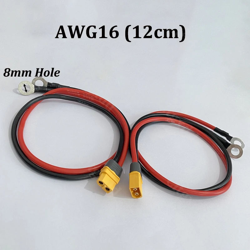 XT60 Stecker-Buchse-Kabel AWG12/16 10-100cm 8mm Loch Kupferanschluss-Adapterkabel für RC FPV Drohne Auto Boot Lithium-Batterie ESC-Ladung – Detail 5