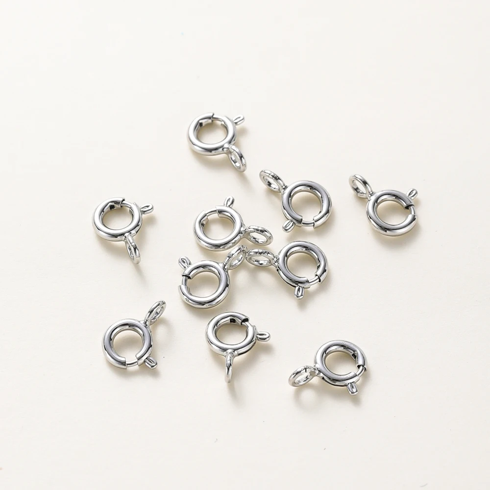 10 Stück/14K 18K Gold runder Federverschluss mit Biegering offener Verbindungsverschluss für DIY-Schmuck Halskette Kettenherstellung Zubehör