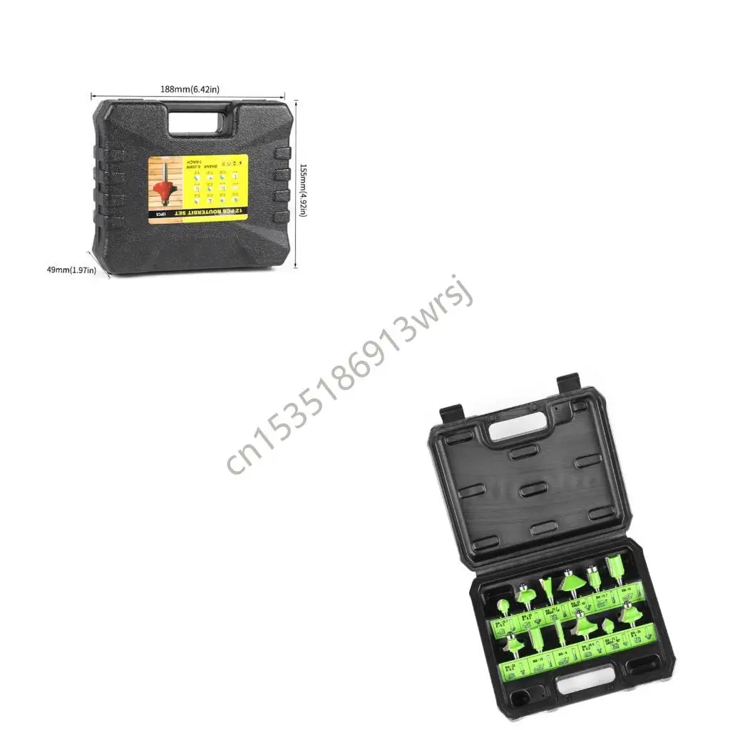 

G5GB 12pcs Деревянный маршрутизатор набор с помощью коробки для хранения для гладкой резки и профилирования с гладкой