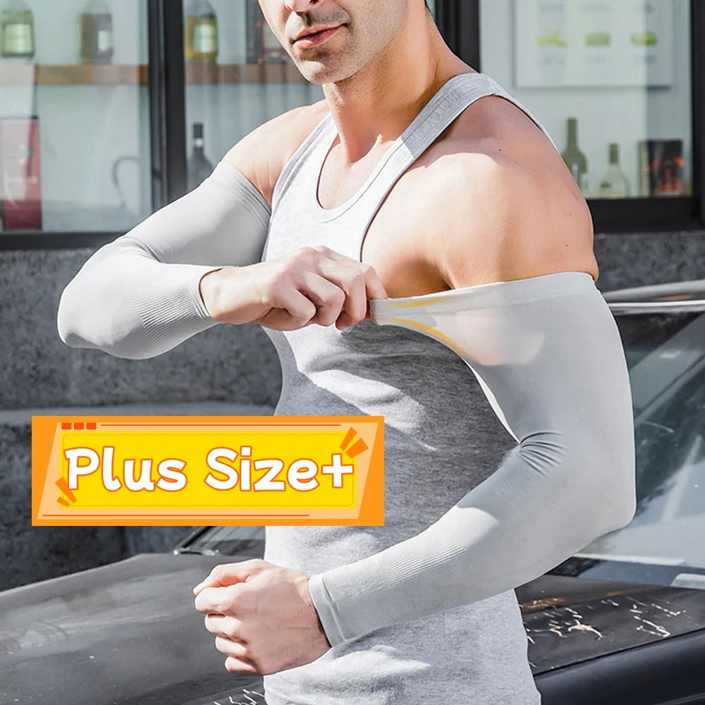 1 Pair Summer Sunscreen Sleeves Ice Silk Men\'s Plus Size Arm Protection UV Protection Gloves Arm Sleeves Quick Dry Arm Warmer