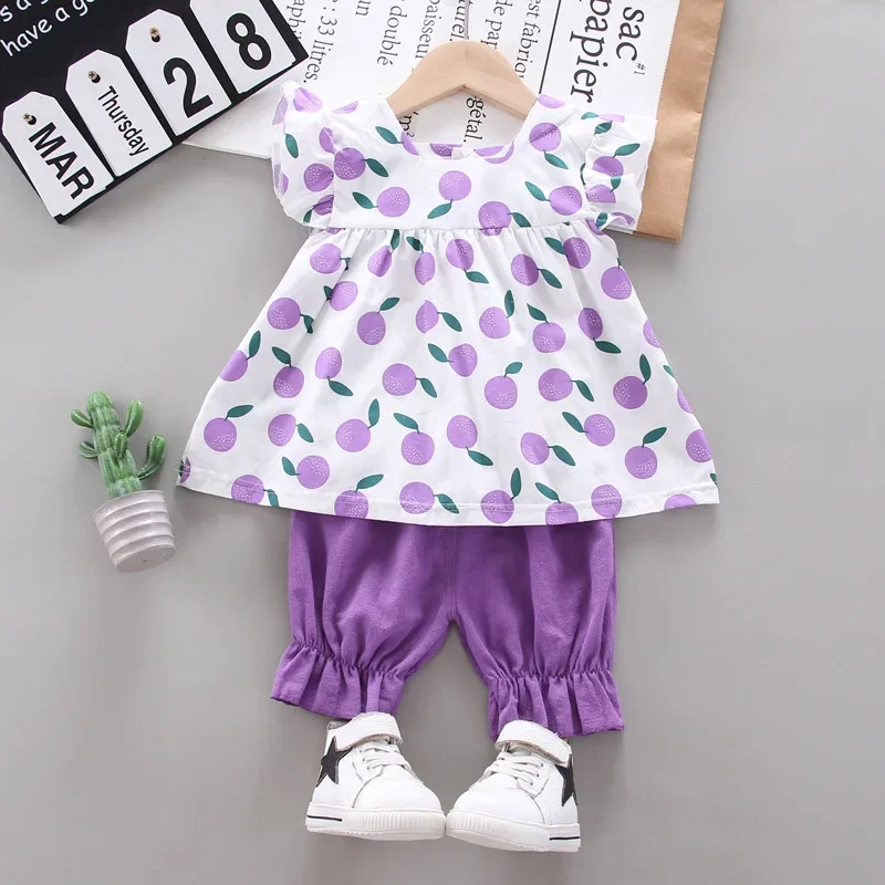 New Summer Baby Girls Clothes Children Cartoon Fashion Dress Shorts 2Pcs/Sets Toddler Casual Clothing Suit Kids Outing Costume