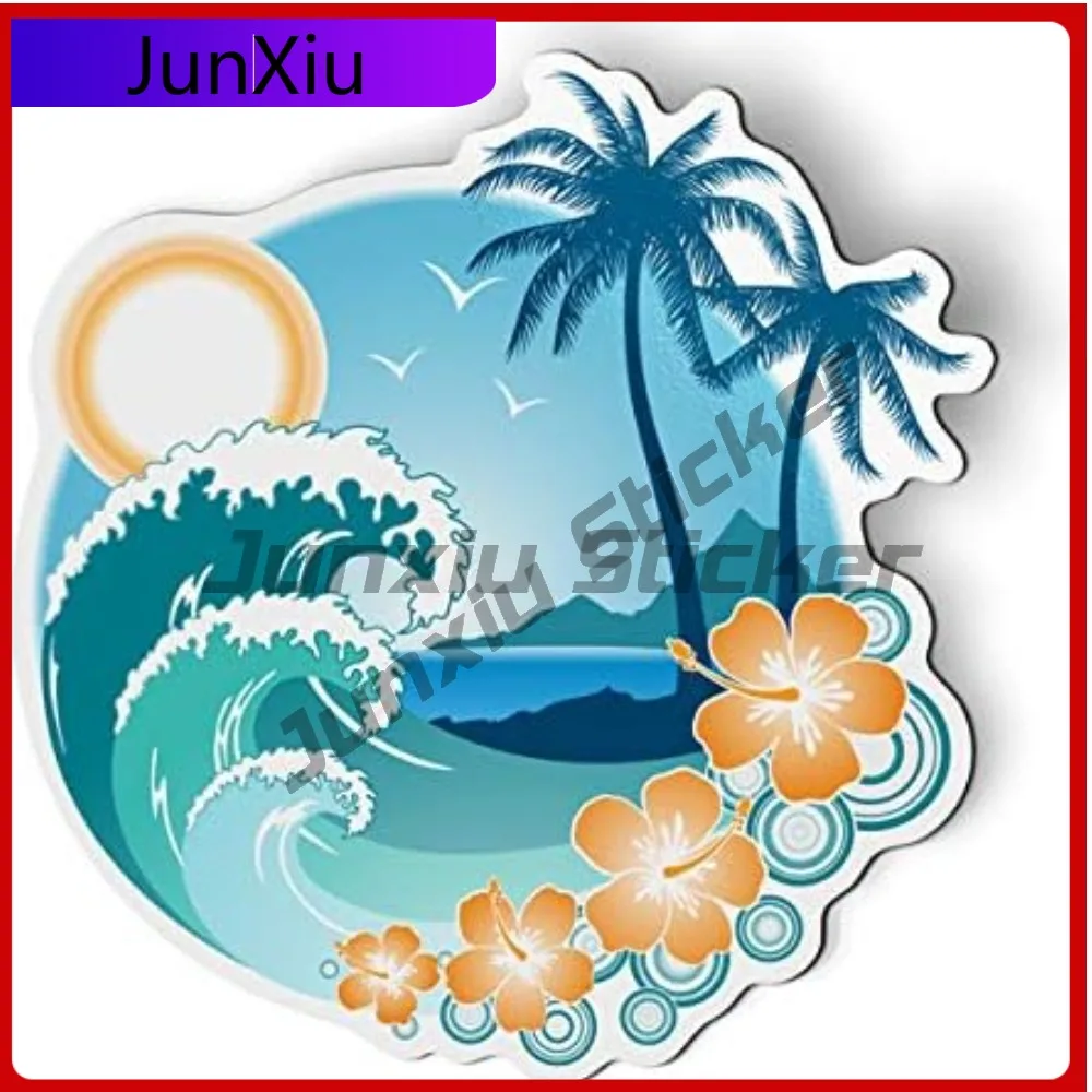 

Tropical Ocean Beach Eye Catching Must Have Waterproof Modern Car Decal Vinyl Laptop Window Bumper Auto Exterior Gift Decor