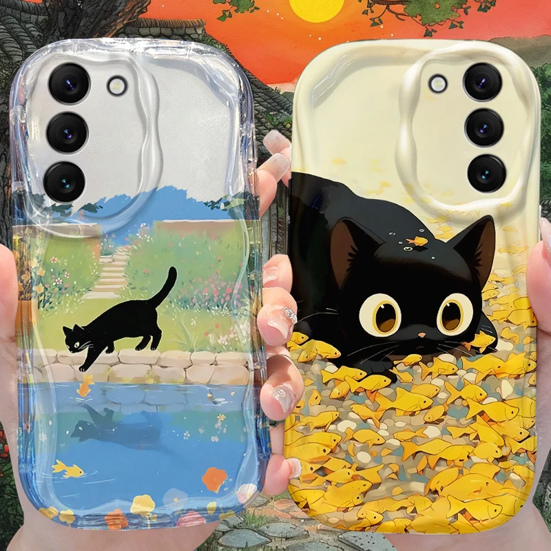 Cat Watching Fish Case for Samsung Galaxy A53 A50 A50S A36 A35 A34 A32 A30 A26 A25 A24 A20 A16 A15 A06 A05S A05 M55 5G Cover