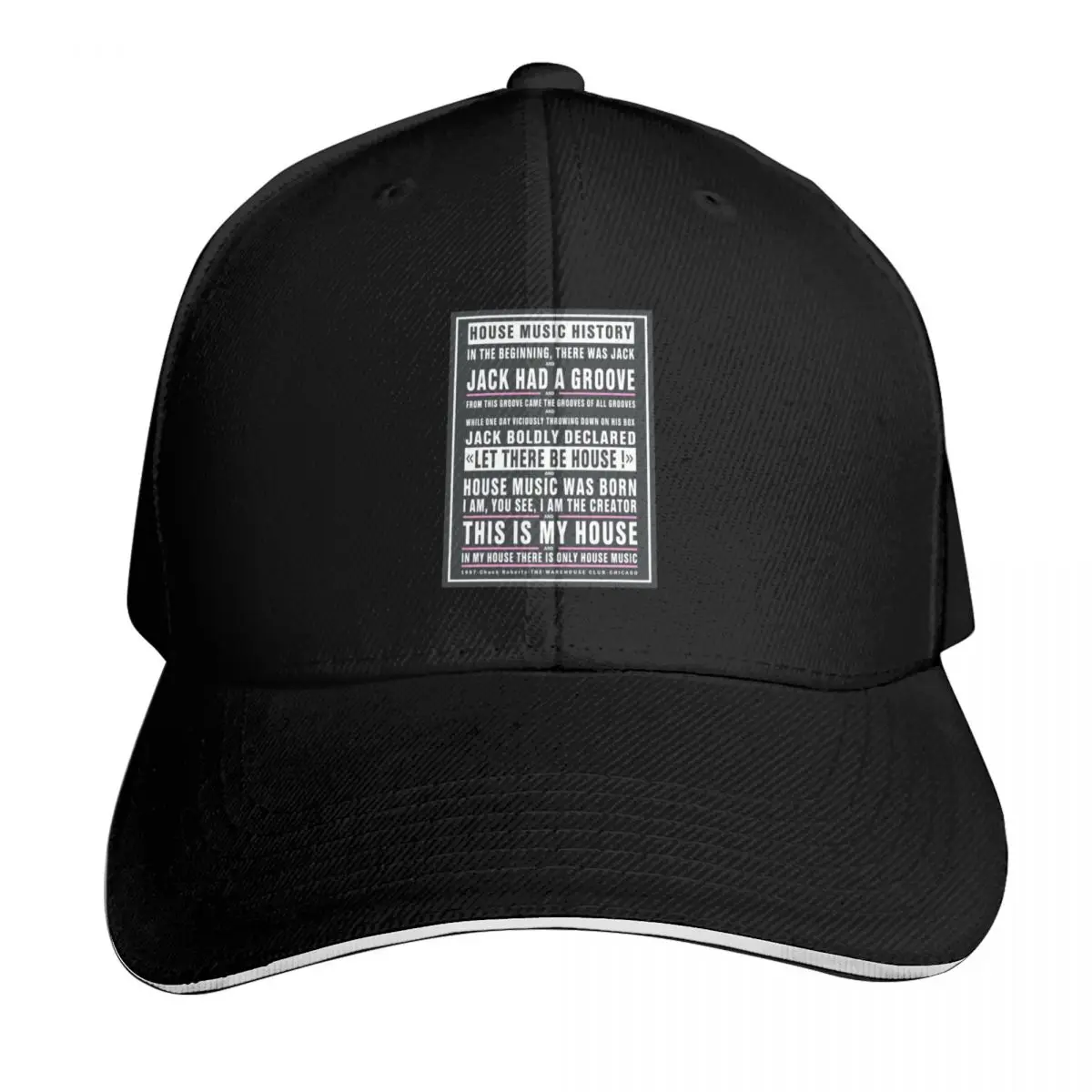 Poster JACK HAD A GROOVE - THIS IS MY HOUSE MUSIC: MODEL black and white pink WAREHOUSE Club Chicago Baseball Cap